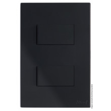 Conjunto Interruptor Duplo Paralelo 4x2 - RECTA PRETO BLACK SATIN FOSCO